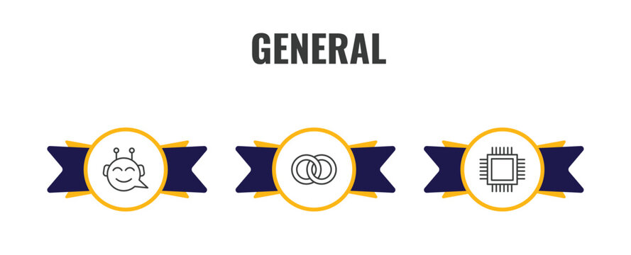 general outline icon set. thin line chat bot, interlocking rings, patch crop icons. editable vector