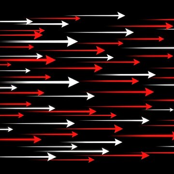 Red and white arrows streaking forward across a dark, dynamic background
