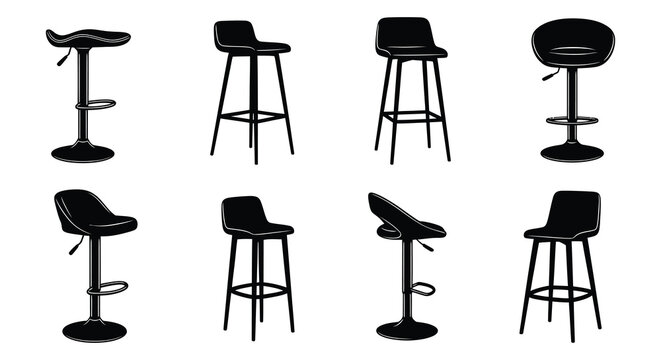 Bar stools collection black silhouette