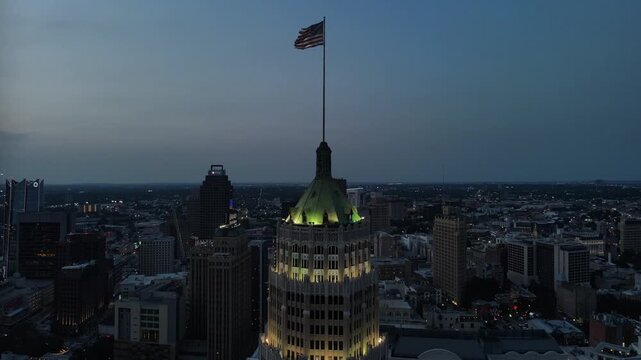 Cinematic Shot of Historic Building in Downtown San Antonio Texas