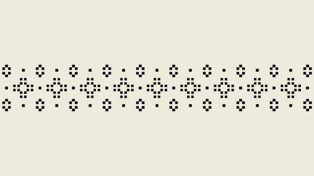 pixelated geometric pattern with diamond shapes black and white on a cream background