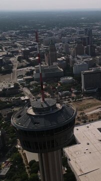 Cinematic Panoramic Tower View in San Antonio Texas at Sunset