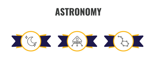 astronomy outline icon set. thin line blue moon, lander, constellation icons. editable vector © Farahim