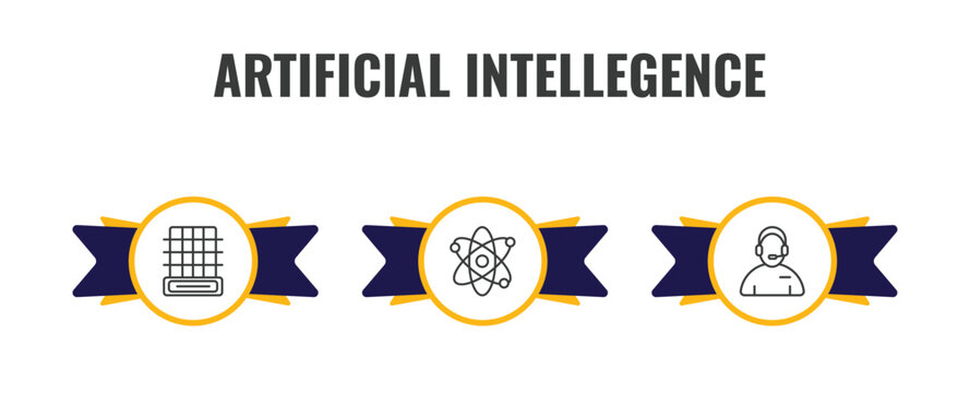 artificial intellegence outline icon set. thin line difference engine, science, assistant icons. editable vector