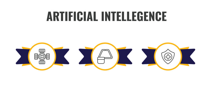 artificial intellegence outline icon set. thin line nano sensor, ar monocle, healthcare icons. editable vector