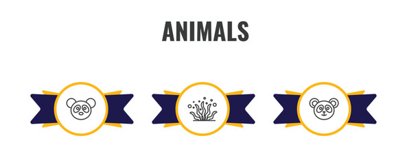 animals outline icon set. thin line panda, seaweed, panda bear icons. editable vector © Farahim