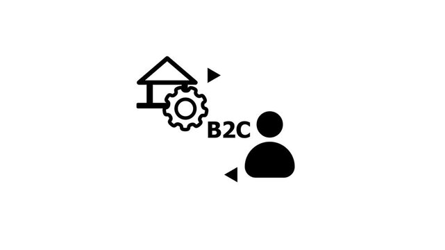 animated in business to consumer communication. B2C icon