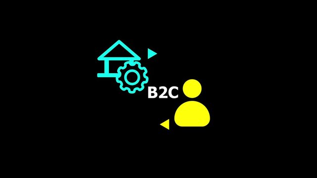 animated in business to consumer communication. B2C icon