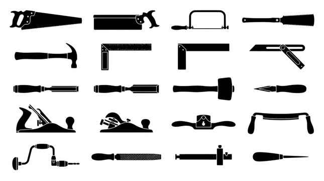 Knife tactical combat with double-edged blade set of silhouettes on white background for security and training icons