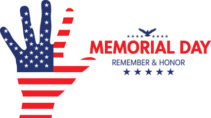 Obraz premium Memorial Day Remember and Honor Patriotic Hand American Flag