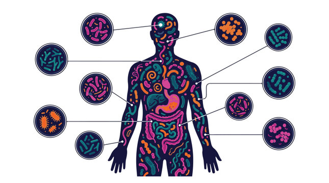 Human Microbiome and Gut Health Medical Illustration