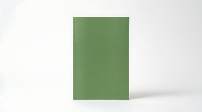 Vertical green notebook isolated on a clean white background with notebook stationery minimalist isolated.