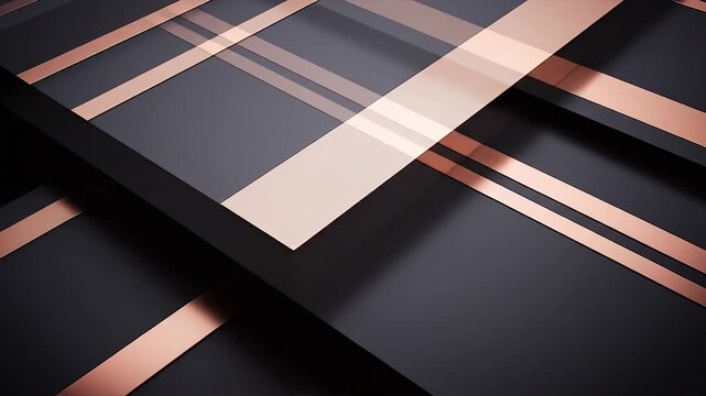Luxury black and rose gold geometric background, premium abstract dark metallic panels
