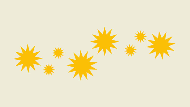 Yellow starburst shapes arranged in a scattered pattern on a light beige background