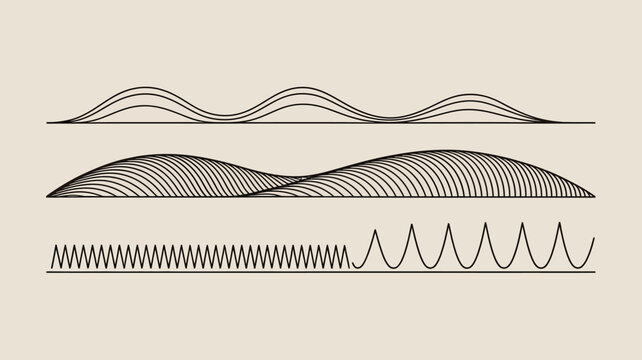 abstract wavy lines illustration with varying frequencies on a neutral background