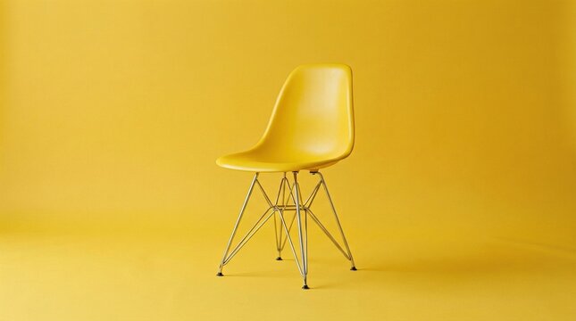 Yellow Modern Chair on Matching Yellow Background Generative AI Studio Shot
