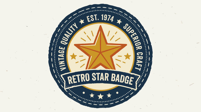 Vintage-style badge featuring a star with text elements, ideal for craft or quality branding