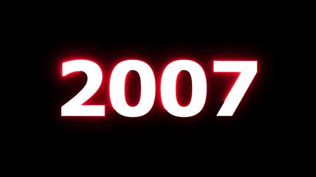 2007 number neon text animation. Neon beautiful red color number background 4k video.