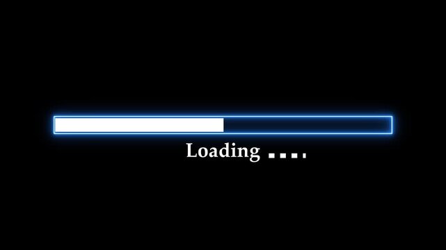 Abstract neon loading icon animation with futuristic progress bar and percentage counter on black background ,4K motion graphics.