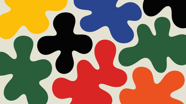 colorful puzzle pieces pattern with interlocking shapes on a neutral background