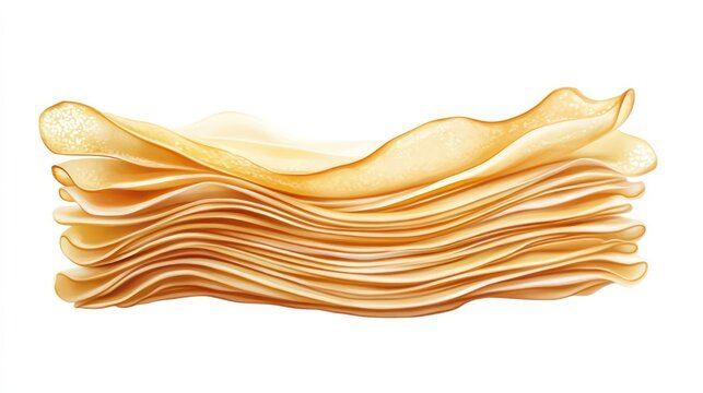 Isolated stack of thin crepes on white or transparent background