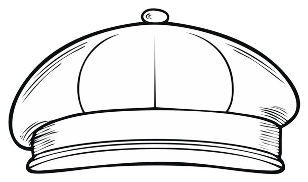 Classic Paperboy Hat Sketch Icon Simple Drawing Style