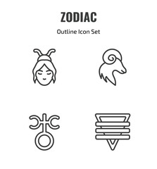 Obraz premium zodiac outline icon set. thin line beauty, aries, antimony, soapstone icons. editable vector
