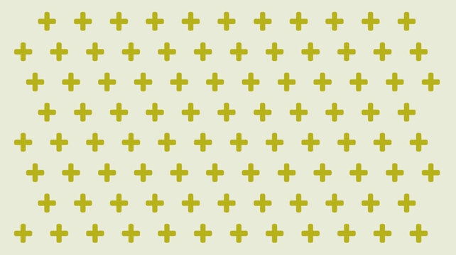 Yellow plus sign pattern on a light green background repeating geometric design