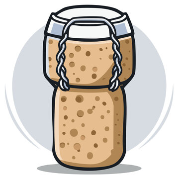 Champagne cork with wire cage isolated on light grey background
