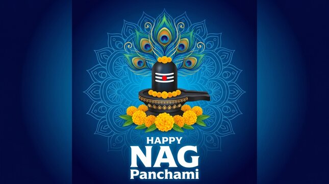 Shivling with snake for Nag panchmi traditional worship of nag vector poster