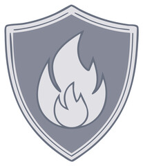 Fototapeta premium Fire symbol within a shield, representing protection or safety concepts.