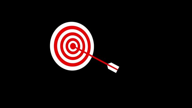 Target with arrow icon isolated on transparent background. goal symbol motion graphic.