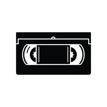 Retro VHS tape in its case on a clean white background with clear copy space for design elements