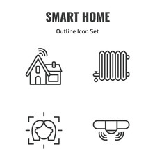 Fototapeta premium smart home outline icon set. thin line household, heat leak, face scan, sensor icons. editable vector