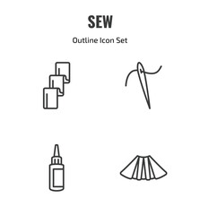 Obraz premium sew outline icon set. thin line textile, sewing needles, glue, pleat icons. editable vector