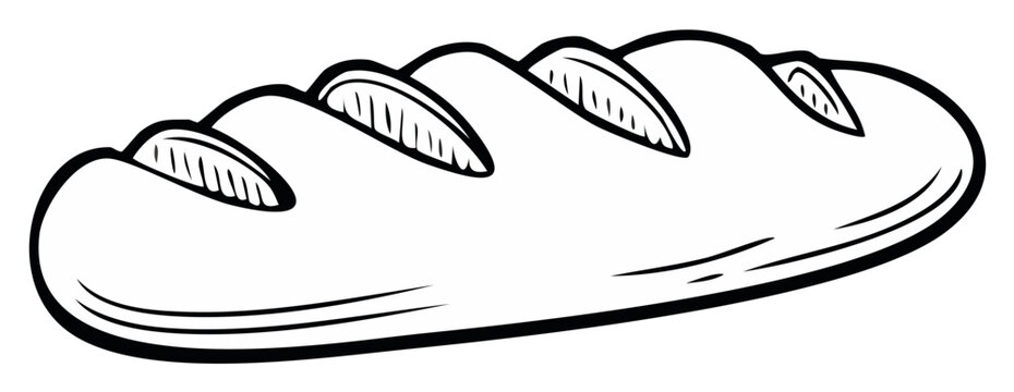 Hand Drawn Loaf of Bread Sketch on White Background