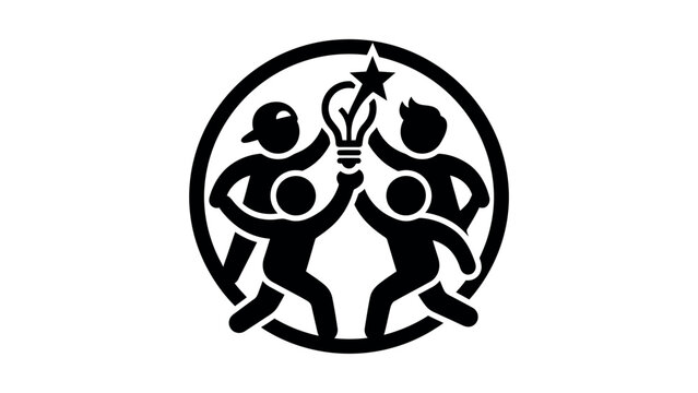 Two people holding a torch together.