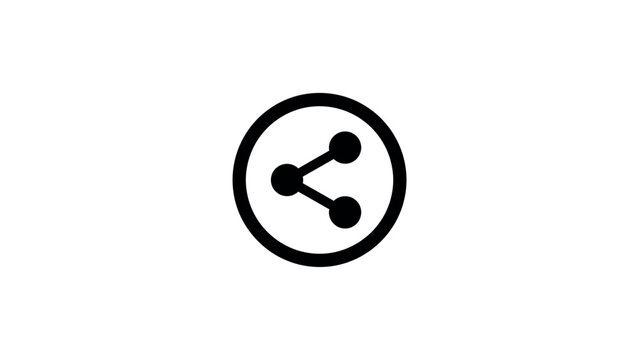 Black share icon in circle.