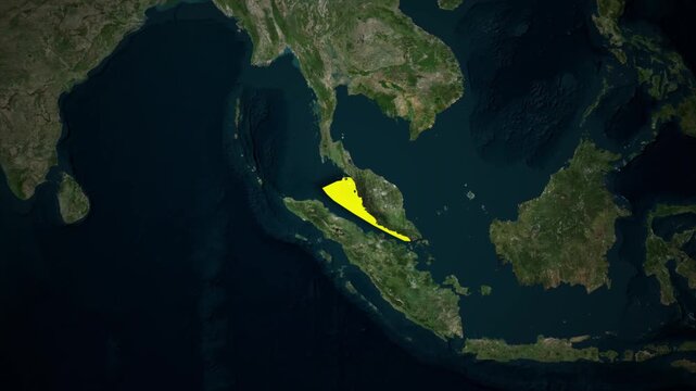 Strait of Malacca Highlighted Map Zoom Animation 4K