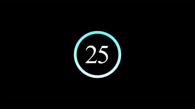 Simple animation of 30 seconds countdown timer with simple circle on transparent background, circle countdown timer 30 seconds animation from 30 to 0 seconds on transparent background, 4K VIDEO