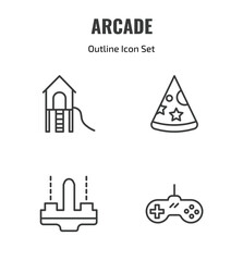 Fototapeta premium arcade outline icon set. thin line playground, party hat, , super icons. editable vector