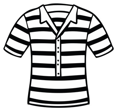 Black and white striped polo shirt illustration, clothing design