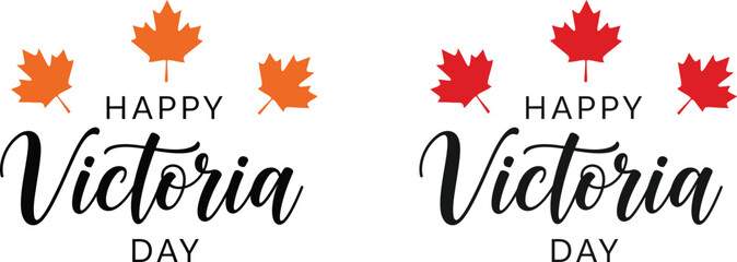 Happy victoria day canada vector maple leaf greeting cards patriotic symbols © MSTLUPA