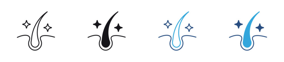 Fototapeta premium Hair Follicle Icon Set. Hair Care and Dermatology Symbols. Vector Illustration.