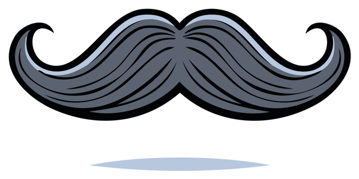 Elegant Gray Handlebar Moustache Illustration with Curled Tips Retro Gentlemen Facial Hair
