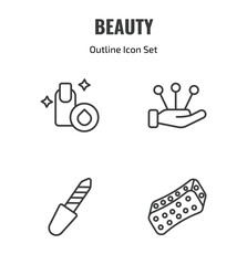 Fototapeta premium beauty outline icon set. thin line nail polish removal, massage, pedicure, bath sponge icons. editable vector