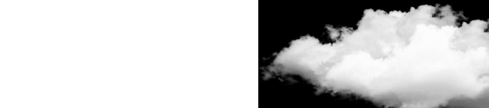 White cloud on black background, simple sky element