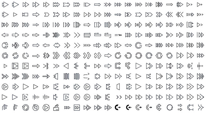Arrow icons set directional navigation elements