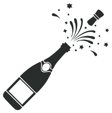 Vector illustration of an exploding champagne bottle with stars for a celebration