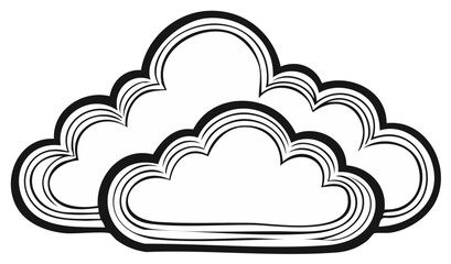 Fototapeta premium Stylized clouds in a minimalist graphic design with bold outlines and flowing lines
